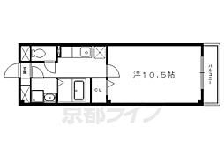 京都市営烏丸線 北大路駅 徒歩17分の賃貸マンション 1階1Kの間取り