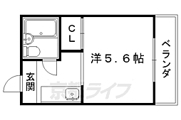 ハイツ鳳 2階1Kの間取り