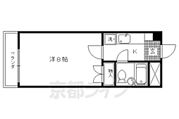 京福電気鉄道北野線 北野白梅町駅 徒歩14分の賃貸マンション 4階1Kの間取り