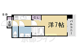 JR山陰本線 円町駅 徒歩7分の賃貸マンション 4階1Kの間取り