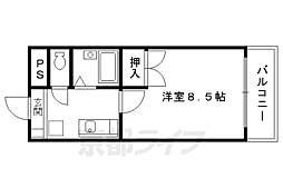 京阪本線 三条駅 徒歩4分の賃貸マンション 2階1Kの間取り