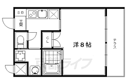 京都地下鉄東西線 二条城前駅 徒歩5分の賃貸マンション 1階1Kの間取り