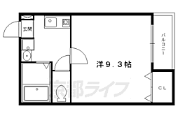 叡山電鉄叡山本線 元田中駅 徒歩15分の賃貸アパート 4階1Kの間取り