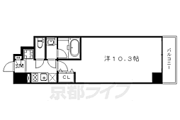 京都地下鉄東西線 東山駅 徒歩6分の賃貸マンション 2階1Kの間取り