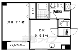 京福電気鉄道北野線 北野白梅町駅 徒歩5分の賃貸マンション 4階1DKの間取り