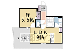 京都地下鉄東西線 西大路御池駅 徒歩7分の賃貸アパート 1階1LDKの間取り
