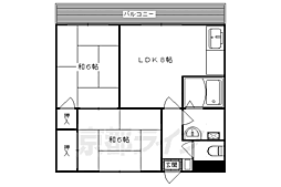 叡山電鉄叡山本線 三宅八幡駅 徒歩6分の賃貸マンション 3階2LDKの間取り