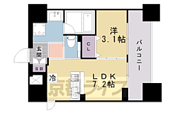 京都地下鉄東西線 二条駅 徒歩12分の賃貸マンション 1階1DKの間取り