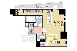 京都地下鉄東西線 二条駅 徒歩12分の賃貸マンション 1階1LDKの間取り