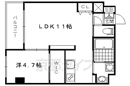 JR山陰本線 円町駅 徒歩4分の賃貸マンション 5階1LDKの間取り