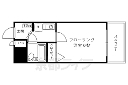 エスリード河原町第3 1Kの間取図画像
