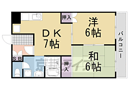 コートヴィレッジ洛西1B棟 2DKの間取図画像