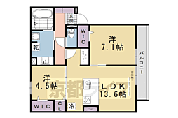 京都市伏見区桃山筑前台町アパート 2LDKの間取図画像