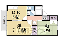 セジュール上賀茂 2DKの間取図画像
