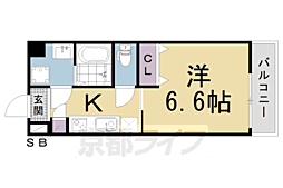 プール・トゥジュール東福寺 1Kの間取図画像