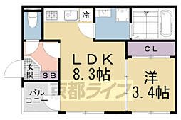 ハーモニーテラス大宅早稲ノ内町 1LDKの間取図画像