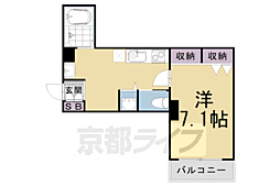 カーサ・ヴェルデ高辻 1Kの間取図画像