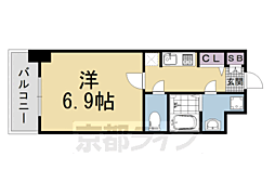 エスライズ京都河原町 1Kの間取図画像