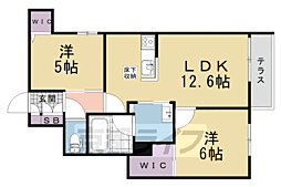 グリーンフィールド桃山 2LDKの間取図画像