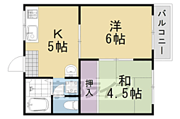 スイートム中村 2DKの間取図画像