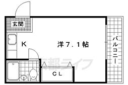 アースコート四ノ宮 1Kの間取図画像