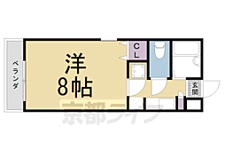 中井マンション新烏丸 1Kの間取図画像