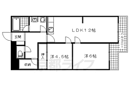 ビューハイツ京都山科 2LDKの間取図画像