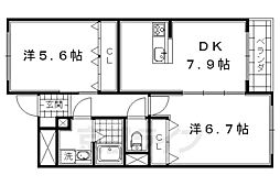 コーポラス伏見 2DKの間取図画像