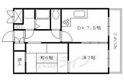 アフィシオン堀川 2DKの間取図画像