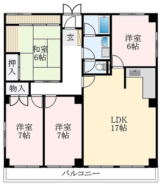 大阪府藤井寺市恵美坂1丁目(賃貸マンション4LDK・3階・93.00㎡)の写真 その2