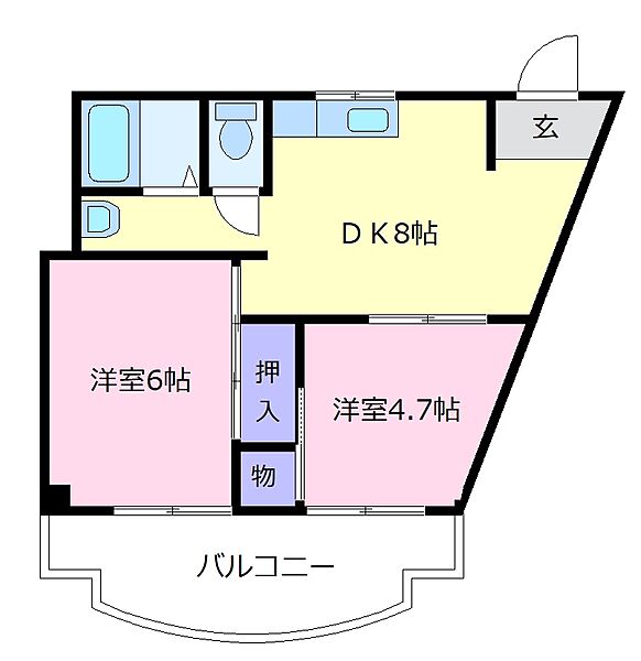 大阪府羽曳野市高鷲5丁目(賃貸マンション2DK・4階・42.33㎡)の写真 その2