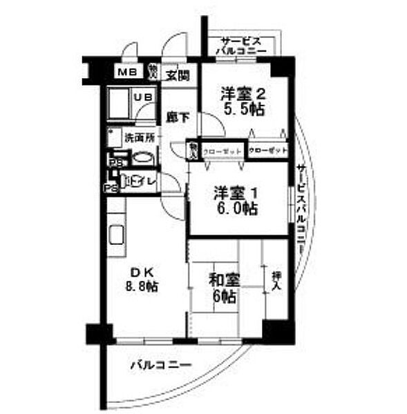 大阪府大阪市平野区長吉六反3丁目(賃貸マンション3DK・6階・62.50㎡)の写真 その2