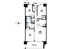 メイツブラン伊丹 3LDKの間取図画像