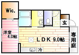 サープラス 1階1LDKの間取り