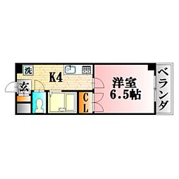 貴船御館 5階1Kの間取り