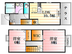 ローズコート原南Ｅ 1階2LDKの間取り