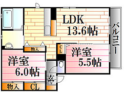 Park戸坂山根 102 1階2LDKの間取り