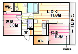 ファイブ  スリー 2階2LDKの間取り