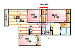 アドヴァンス東原 3LDKの間取図画像