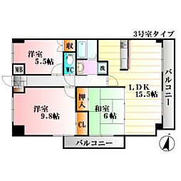 天衣中筋 3LDKの間取図画像