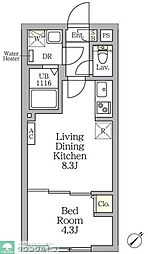 Aglaia 新宿横寺町 1LDKの間取図画像