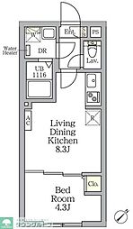 Aglaia 新宿横寺町 1LDKの間取図画像