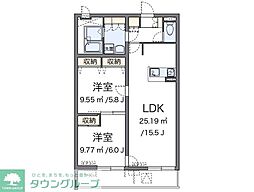レオネクストエクセルアサヒ6 2LDKの間取図画像