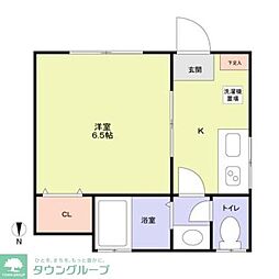 西武池袋線 中村橋駅 徒歩10分の賃貸アパート 1階1Kの間取り