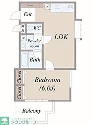 オークヴィラ 3階1LDKの間取り