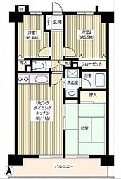 西武池袋線 江古田駅 徒歩6分の賃貸マンション 2階3LDKの間取り