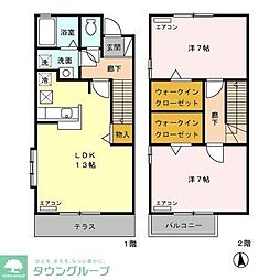 東京メトロ有楽町線 地下鉄赤塚駅 徒歩2分の賃貸アパート 2階2LDKの間取り