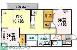 西武池袋線 練馬高野台駅 徒歩18分の賃貸アパート 2階2LDKの間取り