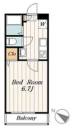 アベニール平和台 1階1Kの間取り