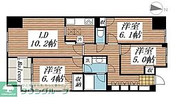 都営大江戸線 光が丘駅 徒歩13分の賃貸マンション 3階3LDKの間取り